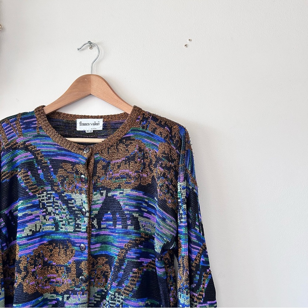 VINTAGE | Italian-Made Knit 3/4 Button-Down Crewneck Sweater by Franco Valeri